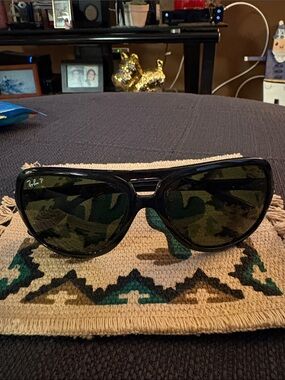 Ray-Ban Men’s Black Frame Sunglasses with Green Lenses
